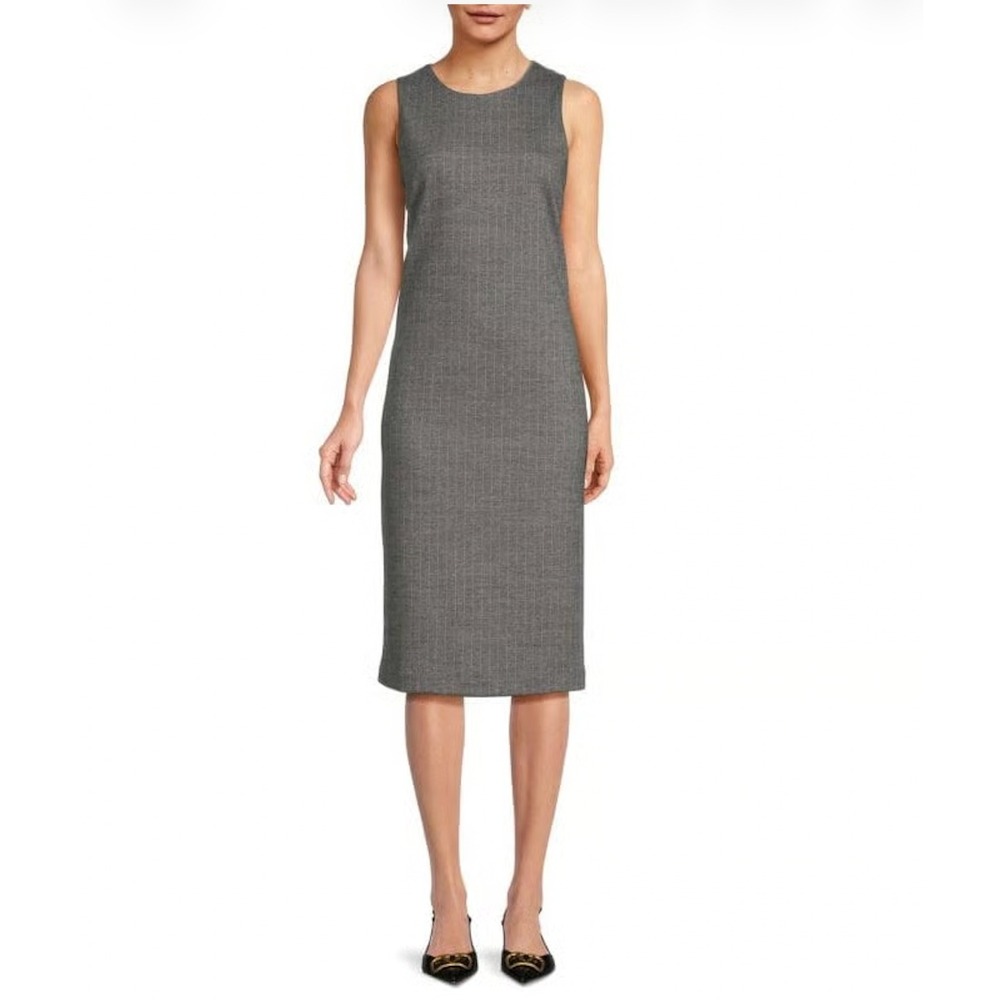 J McLaughlin NWT Sz 0 Murphy Sheath Dress Pinstripe Grey Wool Blend Corpcore 90s